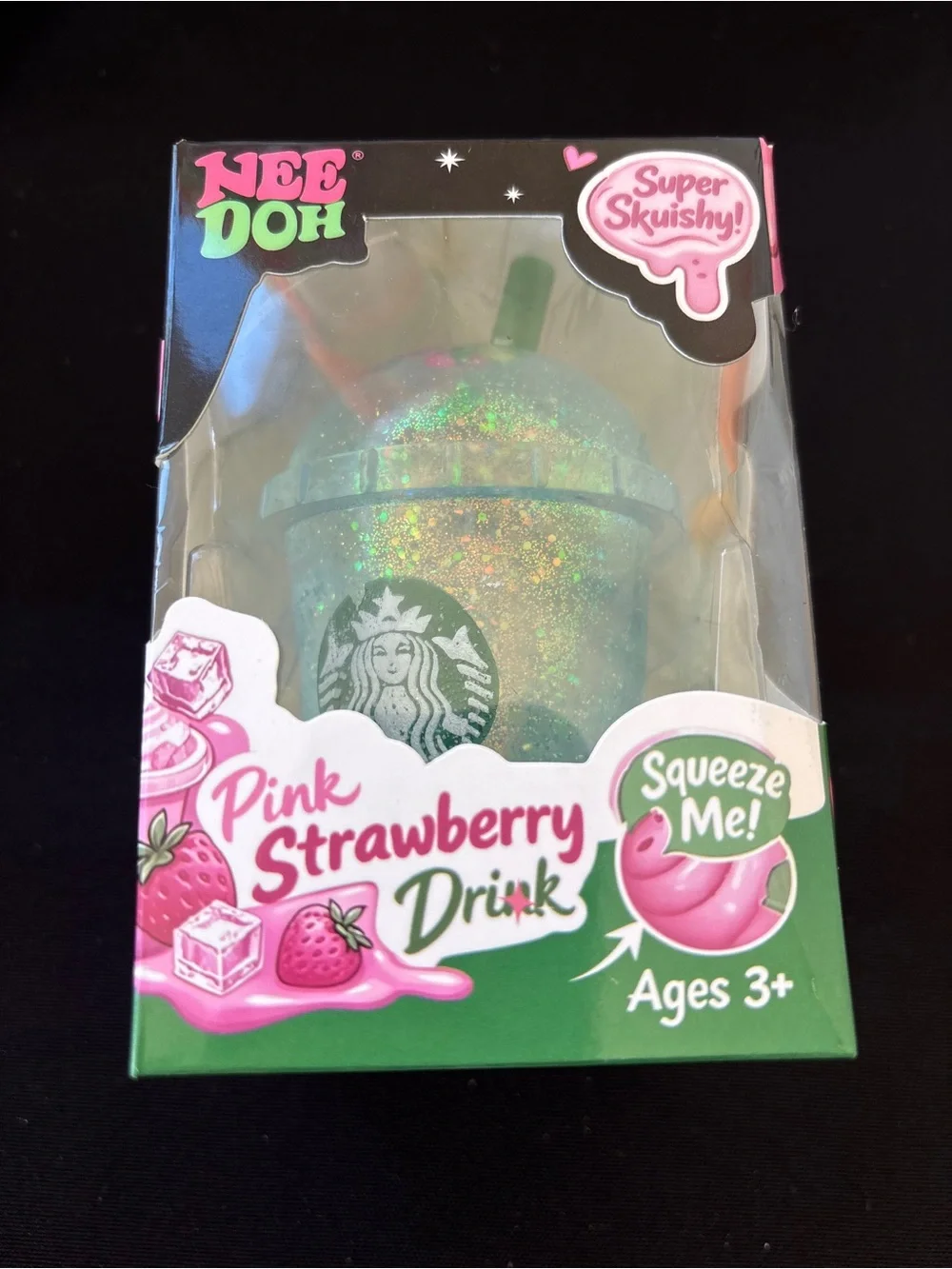 NeeDoh Pink Strawberry Sparkle Squeeze Cup Starbucks